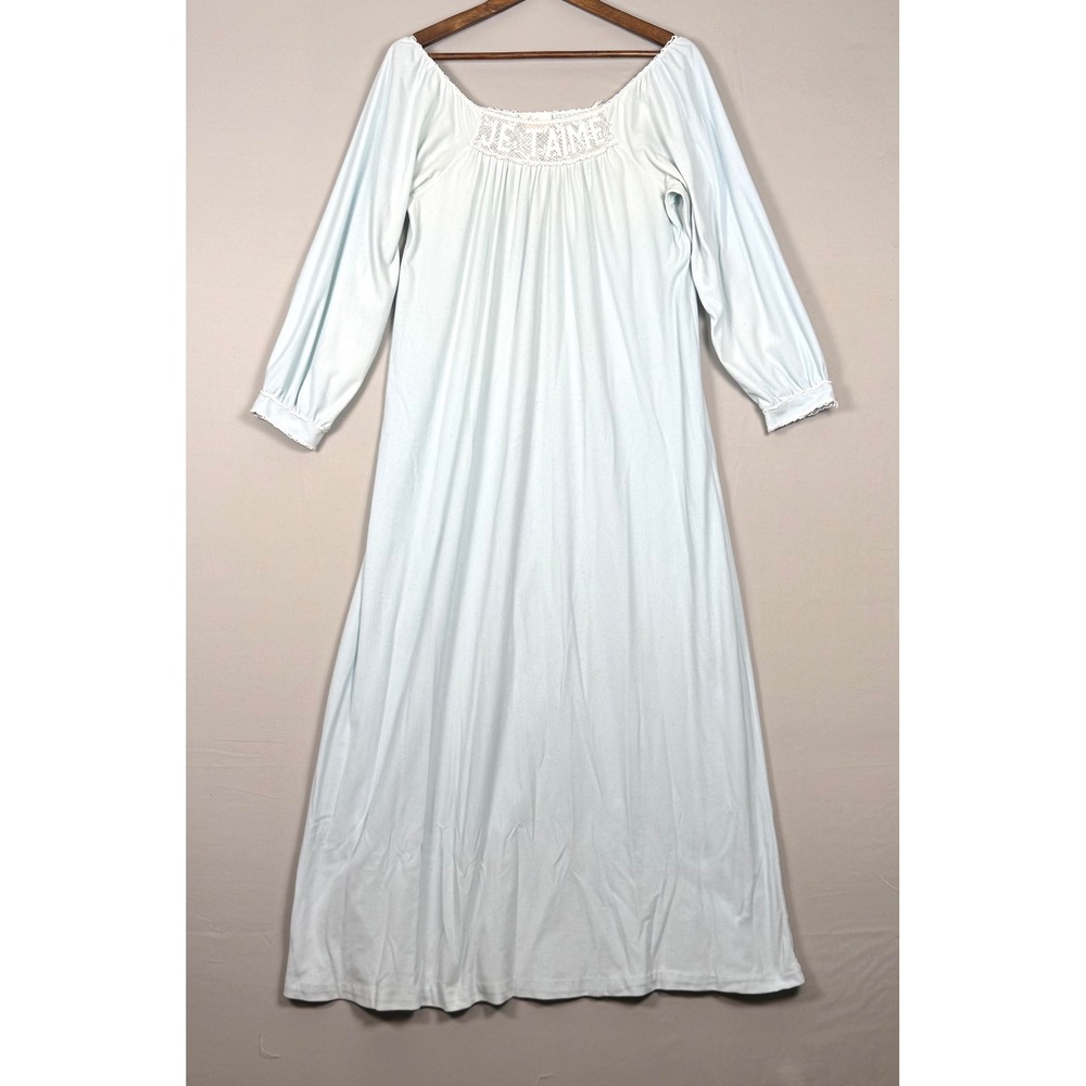 Juli of Slumbertogs Nightgown Womens OS Blue Good Vintage 70s Je Taime Lace Maxi